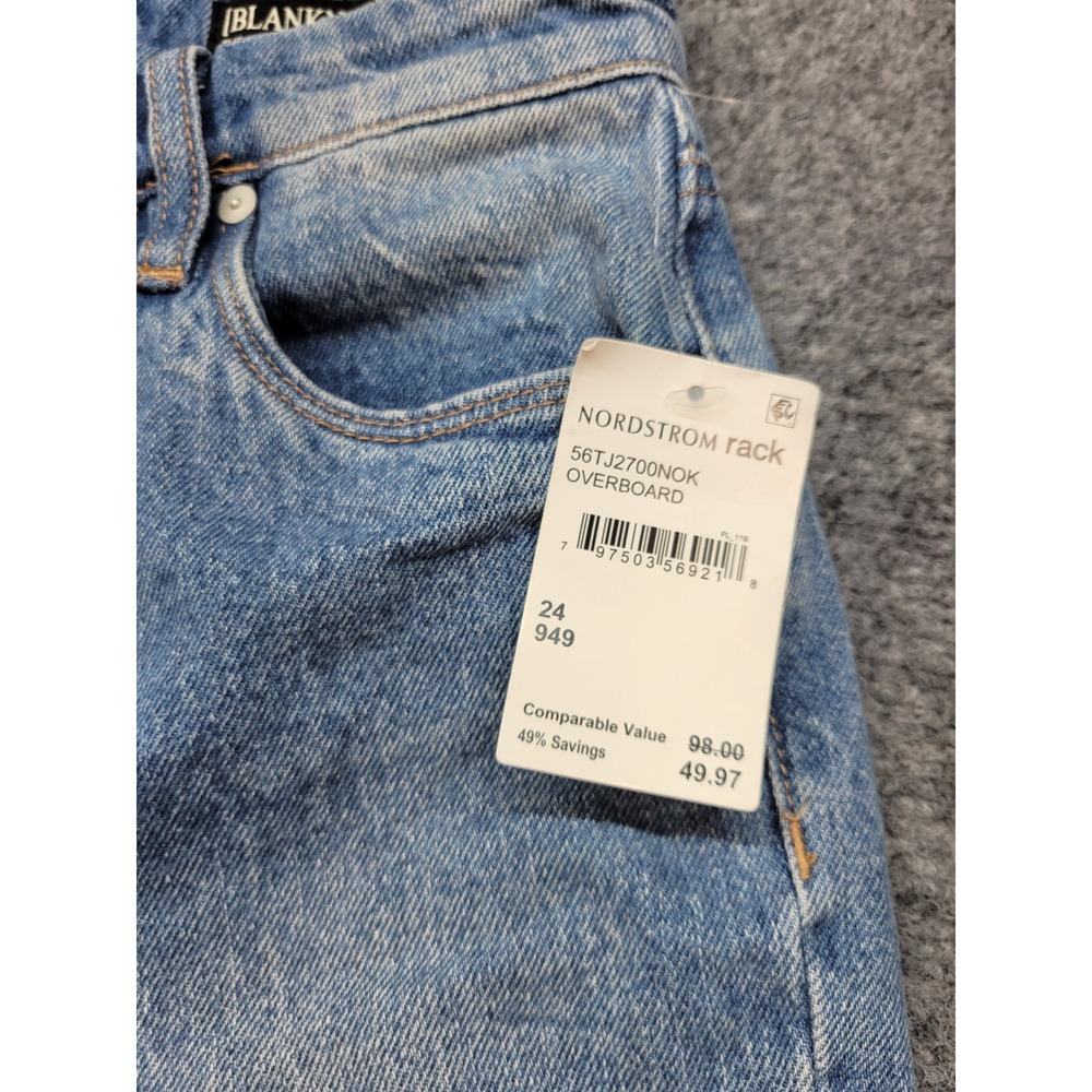 Blank NYC The Baxter Ribcage Straight Leg Jeans Embroidered Distressed Blue 24 - Picture 5 of 15